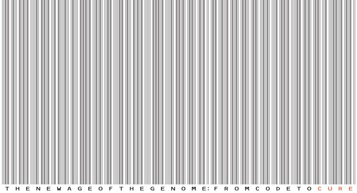 A DNA barcode pattern spelling out the article's title